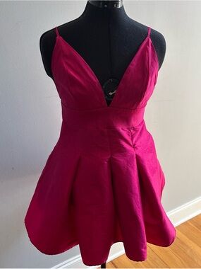 Va Va Voom Fuchsia V-Neck Mini Dress